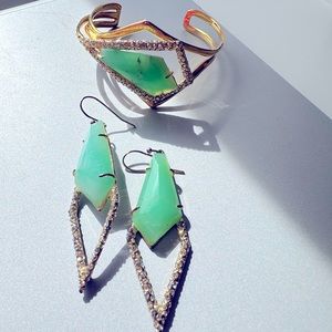 COPY - Alexis Bittar gold, rhinestone, and turquoise dangly earring and bracele…